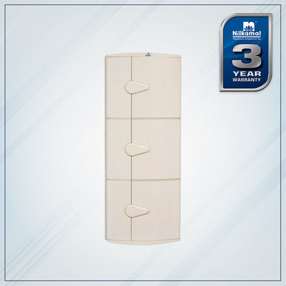 Nilkamal 3 Door Plastic Storage Corner Cabinet (Ivory)
