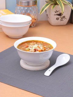 Clay Craft Basic Bowl Asian 3 Piece Medium for Soups and Starters, Plain White