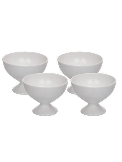 Clay Craft Plain White Solid Ice Cream Bowls Set of 4 - 150 ml each