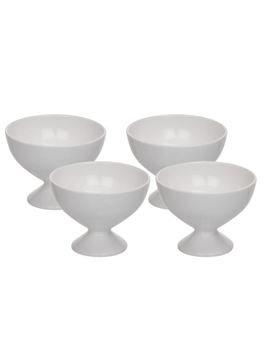Clay Craft Plain White Solid Ice Cream Bowls Set of 4 - 150 ml each