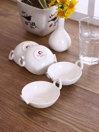 Clay Craft Small Kadhai Shaped Condiment/Dipping Bowls Set of 4 - 50 ml each