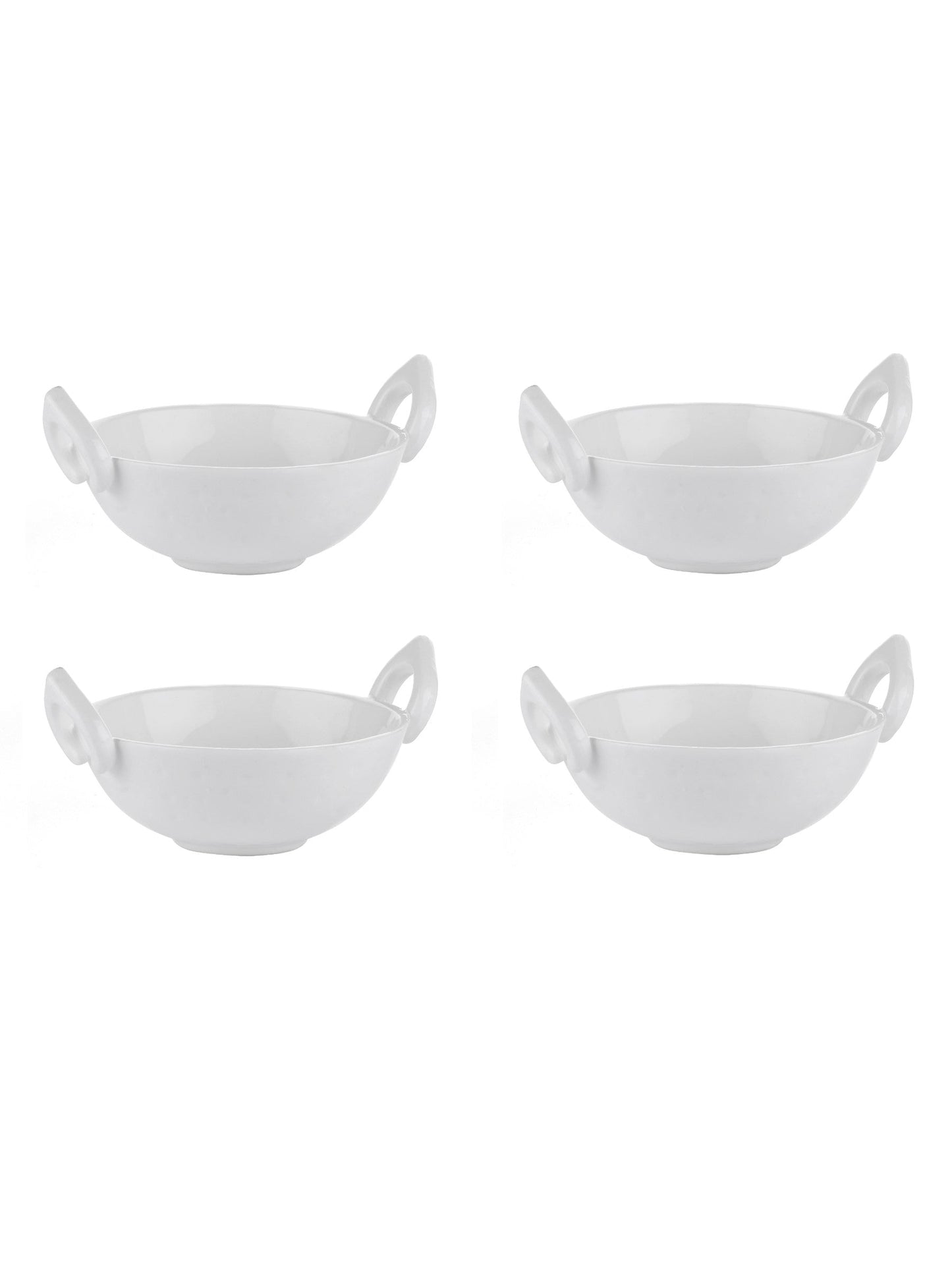 Clay Craft Small Kadhai Shaped Condiment/Dipping Bowls Set of 4 - 50 ml each