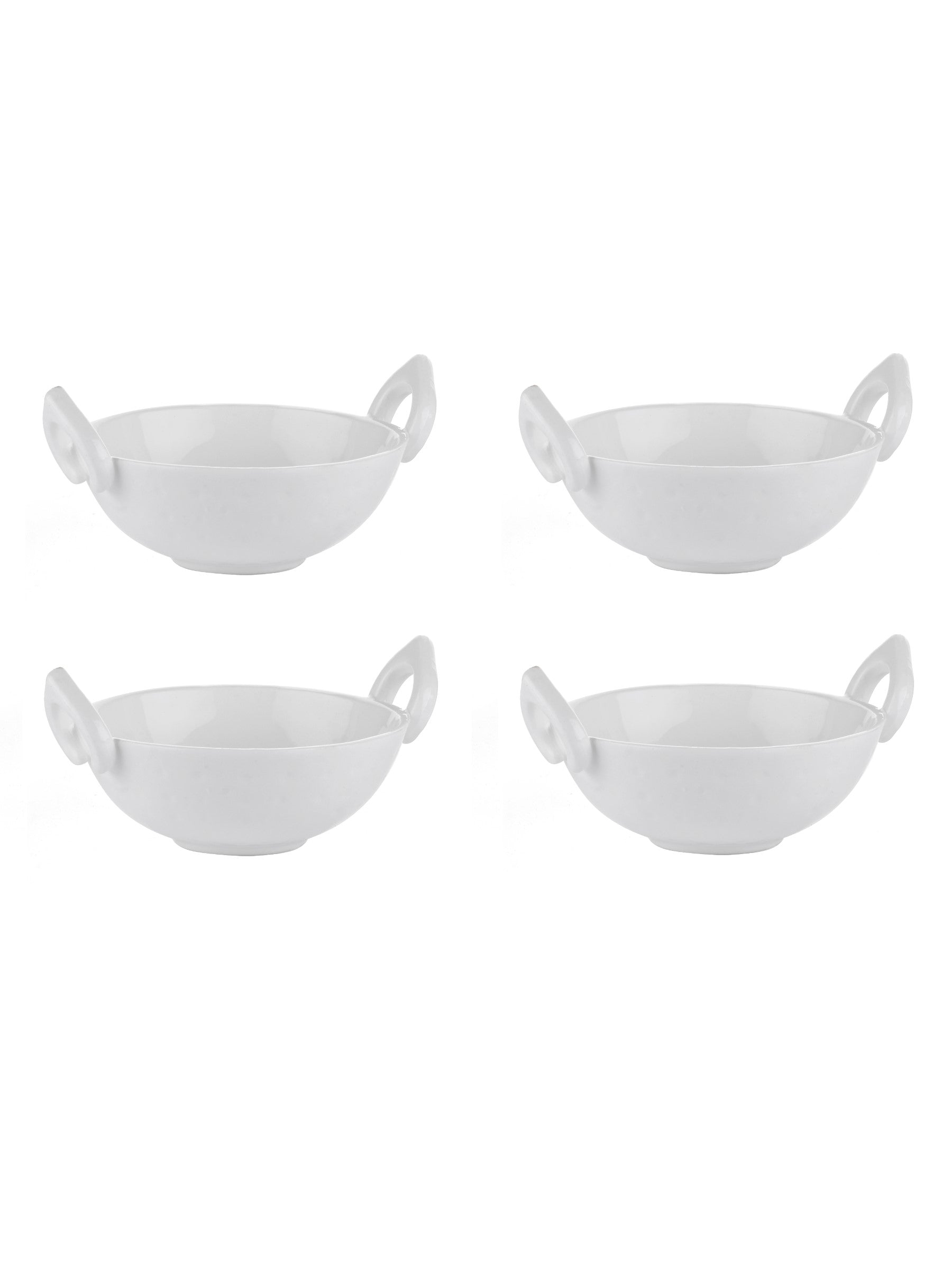 Clay Craft Small Kadhai Shaped Condiment/Dipping Bowls Set of 4 - 50 ml each