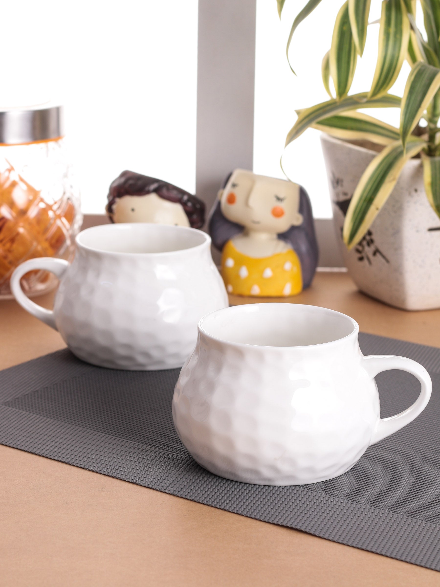 Clay Craft Basic Bowl Soup Cup Hammered 2 Piece Plain White