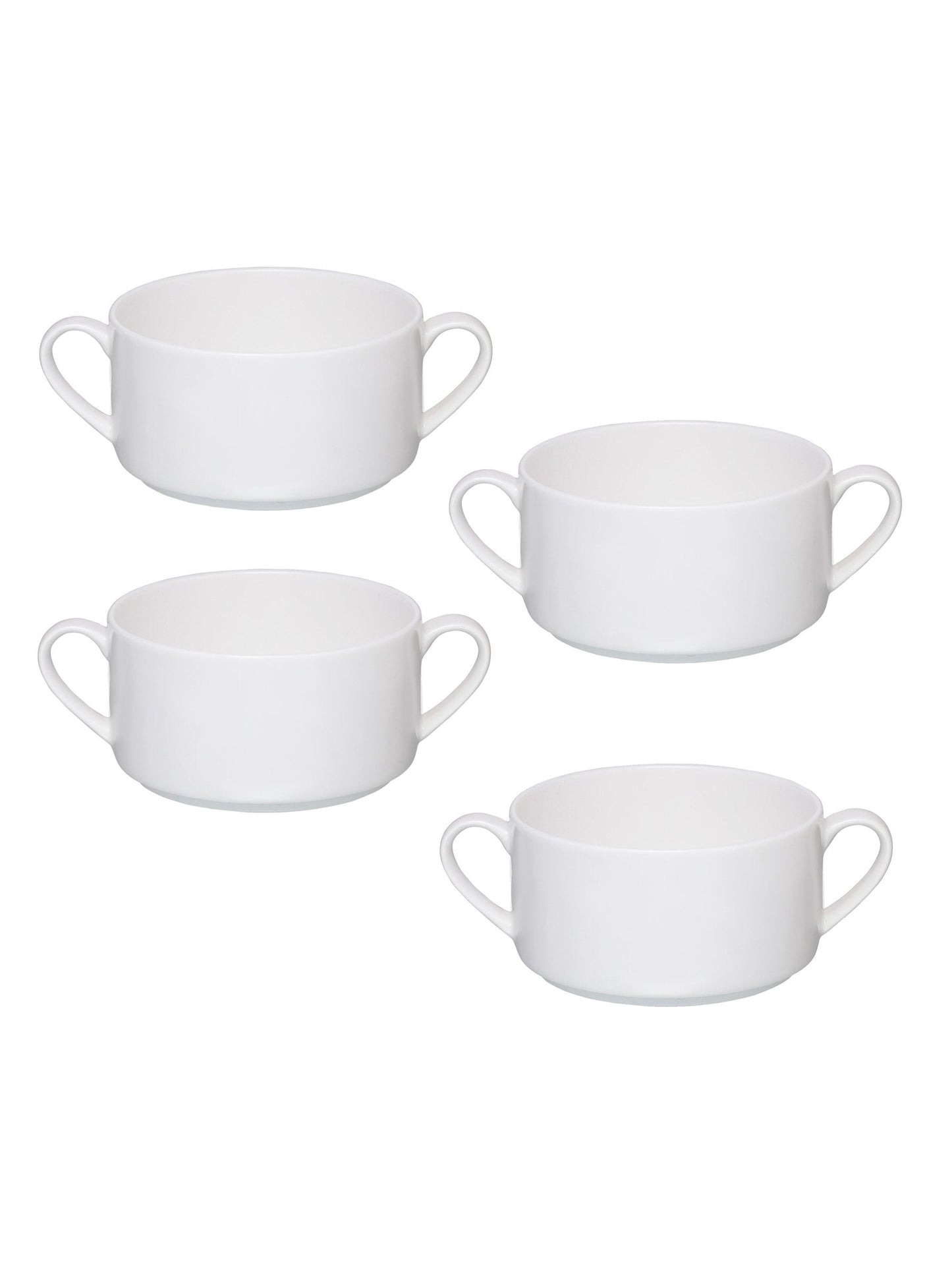 Clay Craft Basic Stacko Soupbowl with Handle 4 Piece Plain White