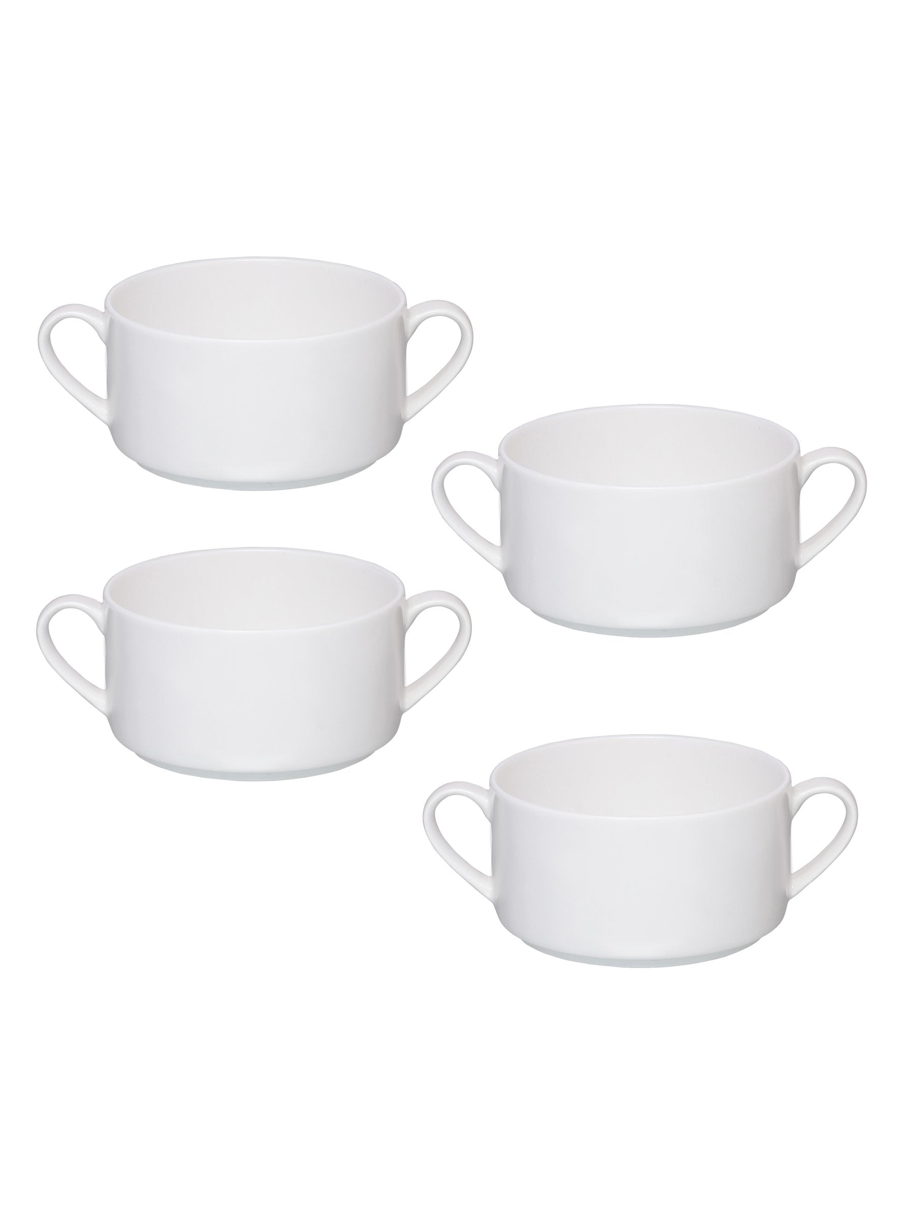 Clay Craft Basic Stacko Soupbowl with Handle 4 Piece Plain White