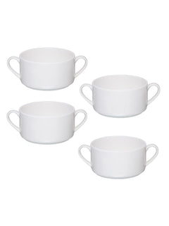 Clay Craft Basic Stacko Soupbowl with Handle 4 Piece Plain White