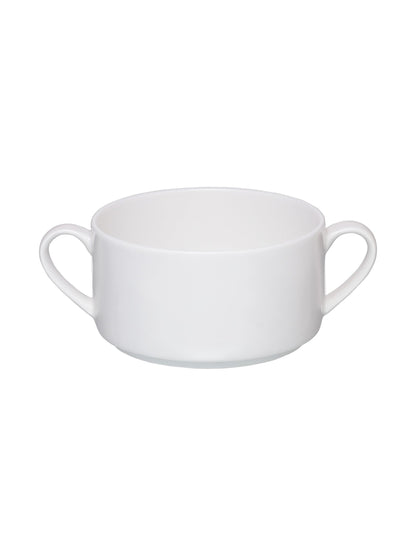 Clay Craft Basic Stacko Soupbowl with Handle 4 Piece Plain White