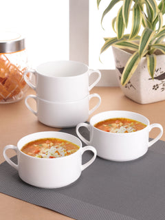 Clay Craft Basic Stacko Soupbowl with Handle 4 Piece Plain White