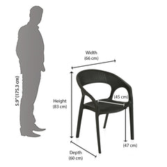 Nilkamal Club Plastic Arm Chair (Charcoal Grey)