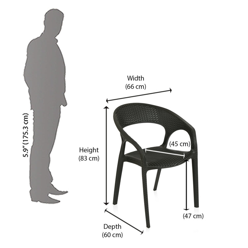 Nilkamal Club Plastic Arm Chair (Charcoal Grey)