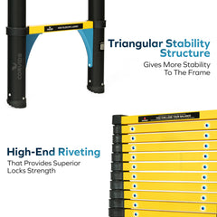 Corvids 5.9m (19.5 Ft) Iron Telescopic Ladder for Home, Warehouse & Outdoor Use-7