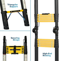 Corvids 3.8m (12.5 Ft) Foldable A-Type Iron Telescopic Ladder for Home, Industrial & Warehouse Use-6