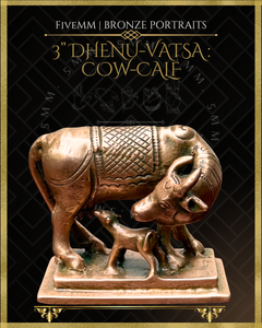 Cow and Calf Panchaloha Bronze Icon - 3"