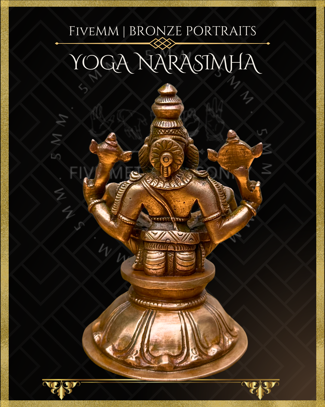Yoga Narasimha Panchaloha Bronze Icon - 4"