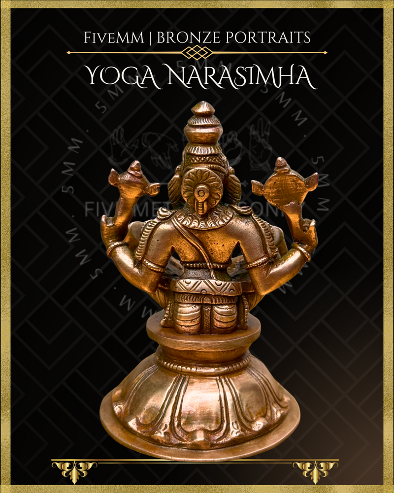 Yoga Narasimha Panchaloha Bronze Icon - 4"