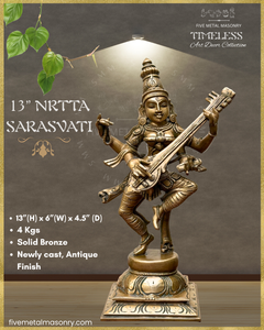 Nrtta (Dancing) Saraswati Panchaloha Bronze Icon - 13" - Timeless Collection