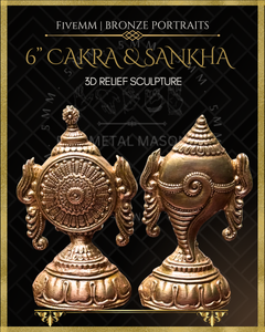 Chakra & Sankha Panchaloha Bronze Icon Set - 6"