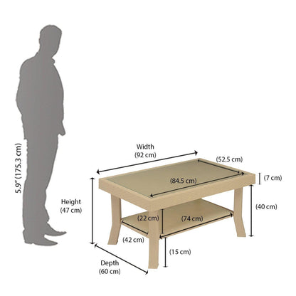 Nilkamal Center Table 1 Cane & Glass