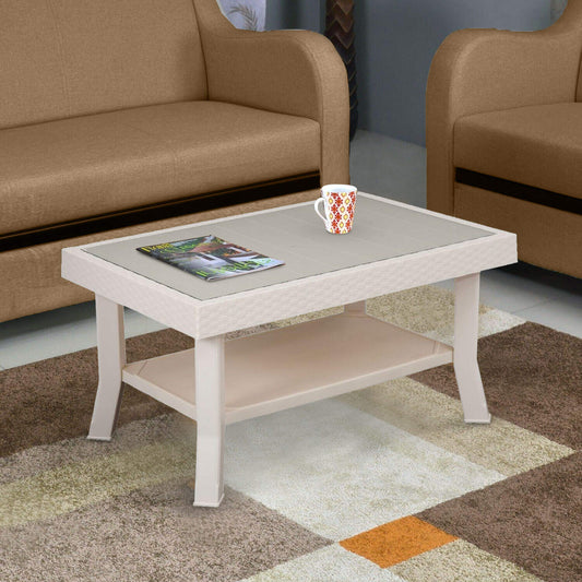 Nilkamal Center Table 1 Cane & Glass