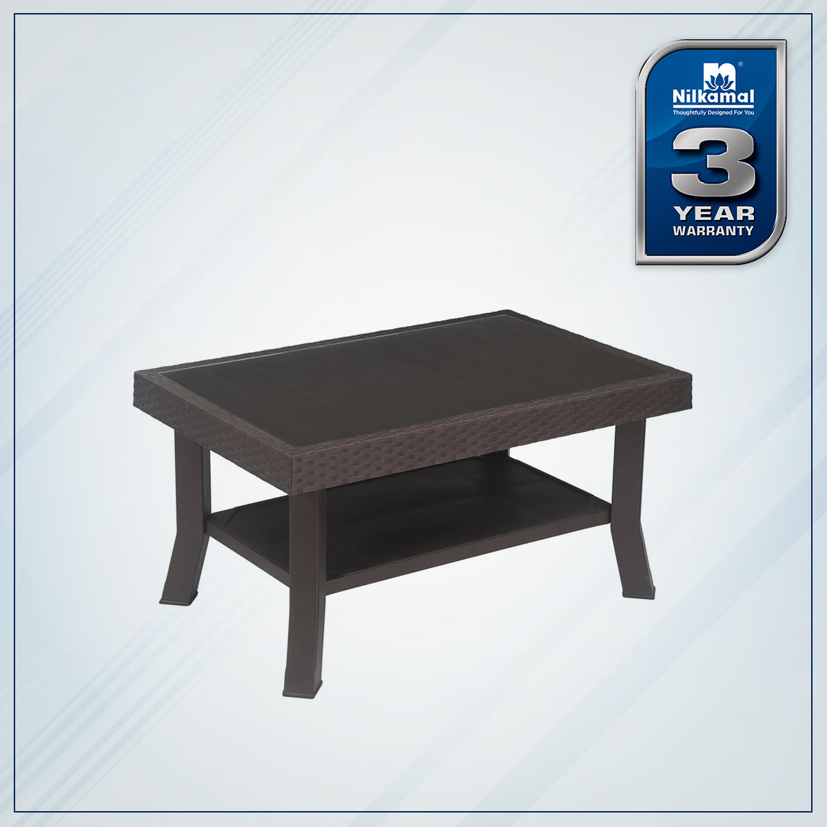 Nilkamal Center Table 1 Cane & Glass (Weather Brown)