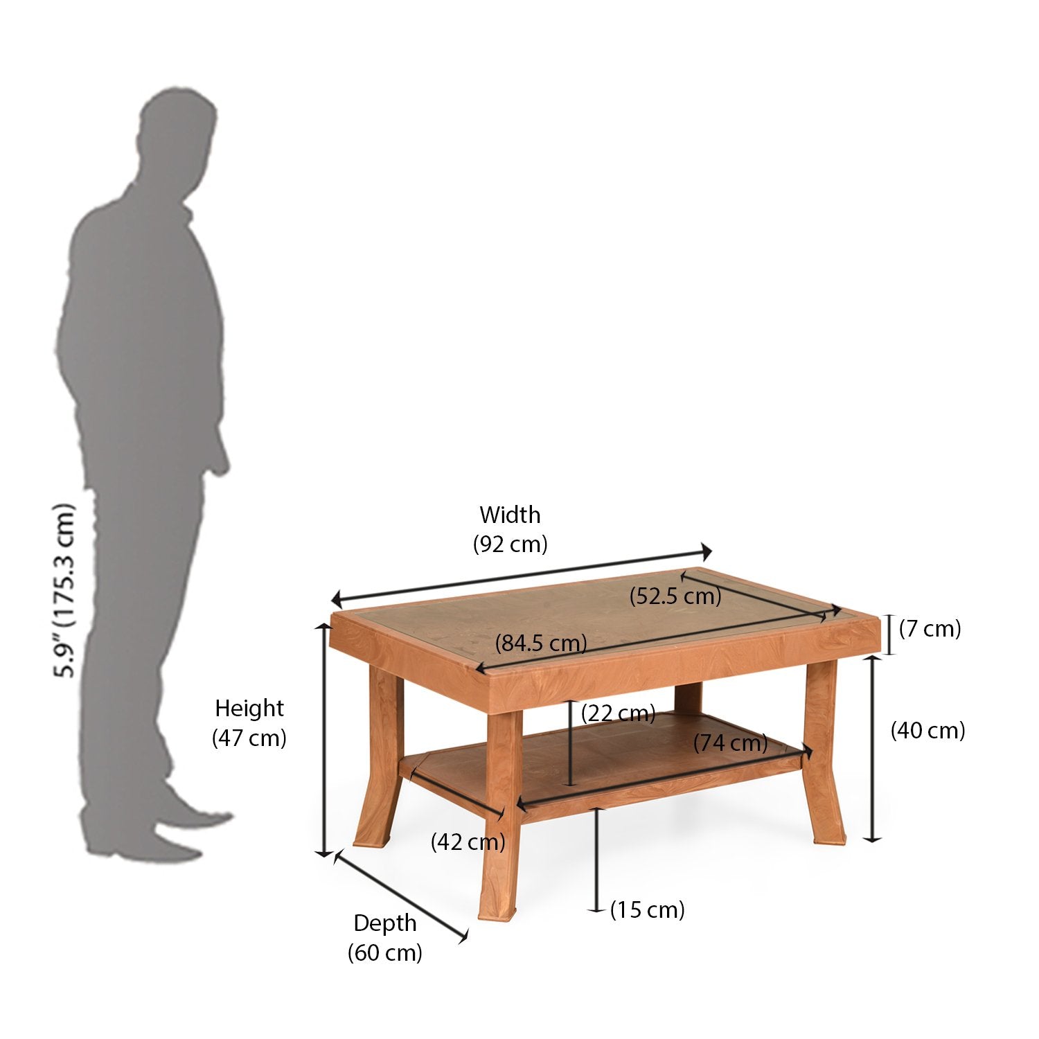 Nilkamal Center Table 2 Carv & Glass (Pear Wood)