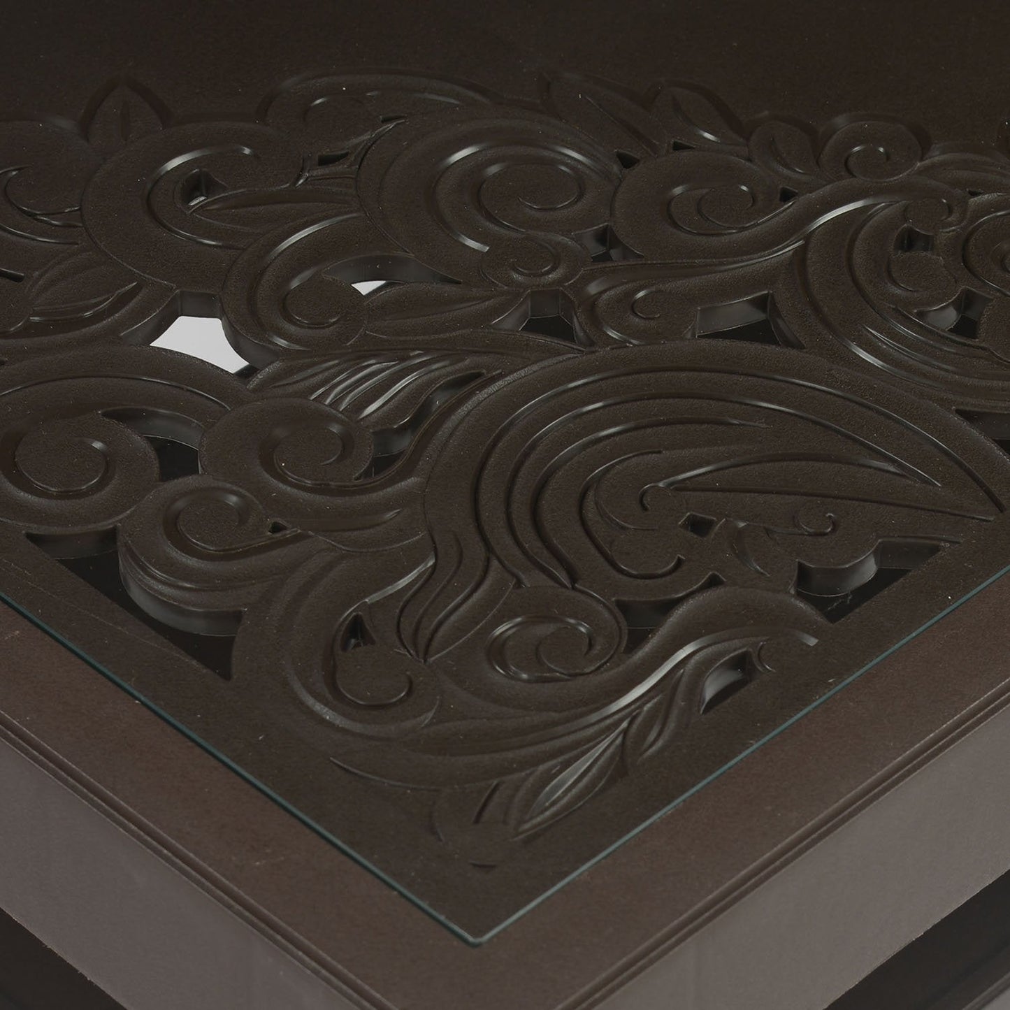 Nilkamal Center Table 2 Carv & Glass (Weather Brown)