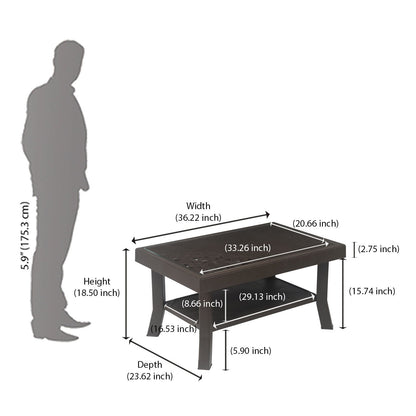 Nilkamal Center Table 2 Carv & Glass (Weather Brown)