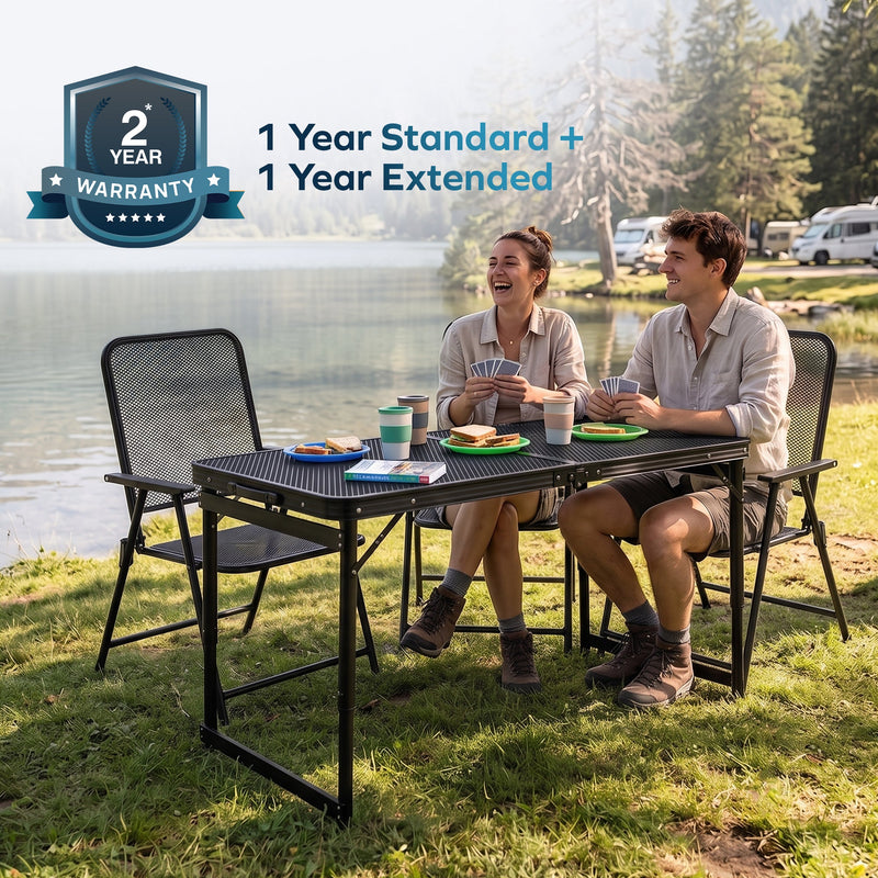 Corvids Foldable Metal Camping Chairs with Armrest (Set of 2)| 120 KG Capacity, Ventilated Mesh Seat & Backrest | Rust-Resistant Portable Chair for Balcony, Garden, Patio & Indoor Use (Black)-6