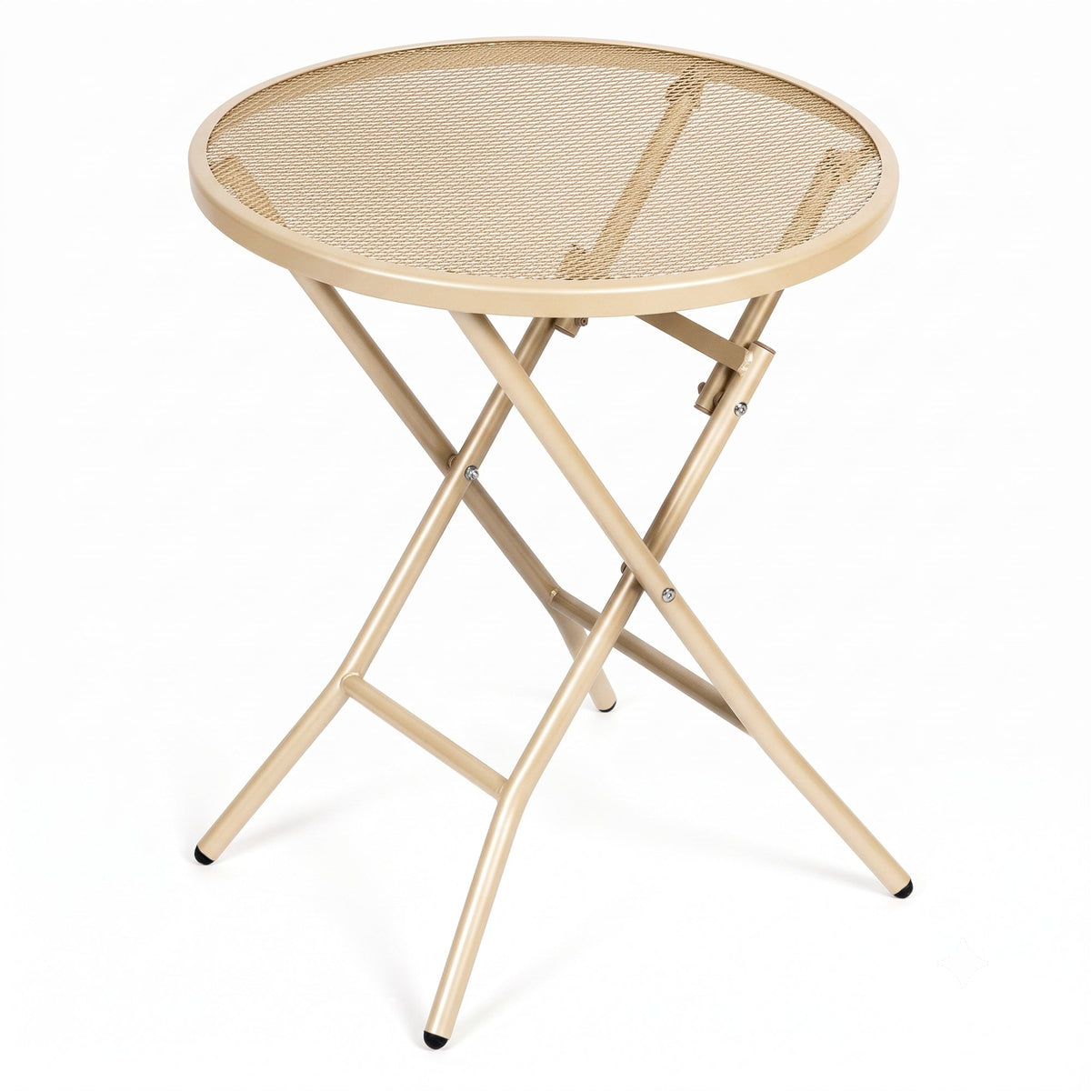Corvids Foldable Round Metal Camping & Utility Table | 2 Year Warranty | 70 KG Capacity & Rust-Resistant Powder Coating | Portable Coffee & Bistro Table for Balcony, Garden, Patio & Indoor Use (Khaki)