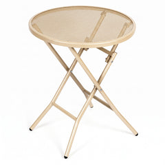 Corvids Foldable Round Metal Camping & Utility Table | 2 Year Warranty | 70 KG Capacity & Rust-Resistant Powder Coating | Portable Coffee & Bistro Table for Balcony, Garden, Patio & Indoor Use (Khaki)-1
