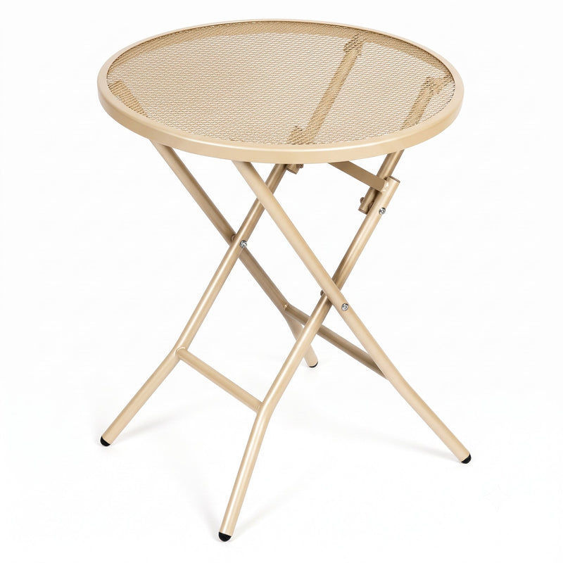 Corvids Foldable Round Metal Camping & Utility Table | 2 Year Warranty | 70 KG Capacity & Rust-Resistant Powder Coating | Portable Coffee & Bistro Table for Balcony, Garden, Patio & Indoor Use (Khaki)-1