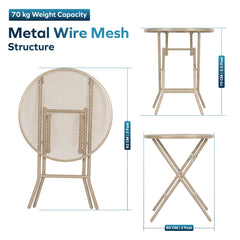 Corvids Foldable Round Metal Camping & Utility Table | 2 Year Warranty | 70 KG Capacity & Rust-Resistant Powder Coating | Portable Coffee & Bistro Table for Balcony, Garden, Patio & Indoor Use (Khaki)-2