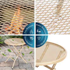 Corvids Foldable Round Metal Camping & Utility Table | 2 Year Warranty | 70 KG Capacity & Rust-Resistant Powder Coating | Portable Coffee & Bistro Table for Balcony, Garden, Patio & Indoor Use (Khaki)-3