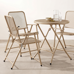Corvids Foldable Round Metal Camping & Utility Table | 2 Year Warranty | 70 KG Capacity & Rust-Resistant Powder Coating | Portable Coffee & Bistro Table for Balcony, Garden, Patio & Indoor Use (Khaki)-7