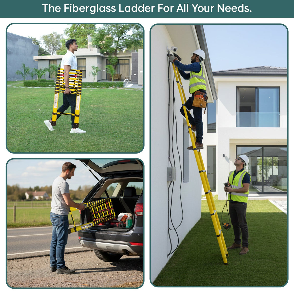 Corvids 5.0m (16.5 Feet) Heavy-Duty FRP Telescopic Ladder | Electrically Insulated & Non-Conductive | Foldable Multipurpose Ladder for Home, Industrial & Outdoor Use-5