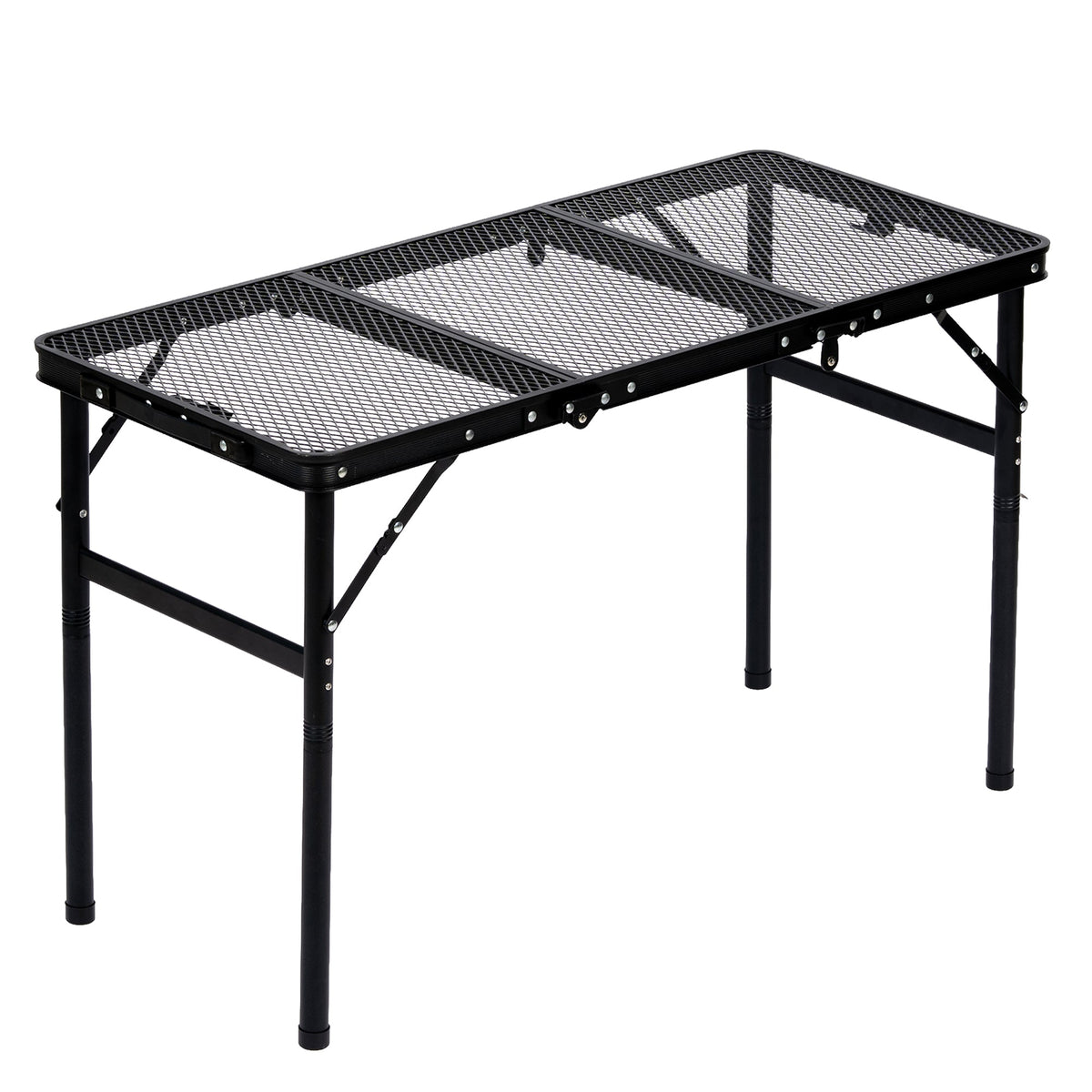 Corvids 3 Feet Foldable Camping Table with Metal Mesh Top | 2 Year Warranty | 50 KG Capacity | Portable & Height Adjustable Camping, Picnic & Utility Table for Outdoor, Balcony & Terrace (Black)-1