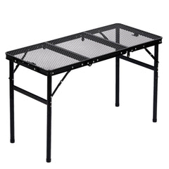 Corvids 3 Feet Foldable Camping Table with Metal Mesh Top | 2 Year Warranty | 50 KG Capacity | Portable & Height Adjustable Camping, Picnic & Utility Table for Outdoor, Balcony & Terrace (Black)-1