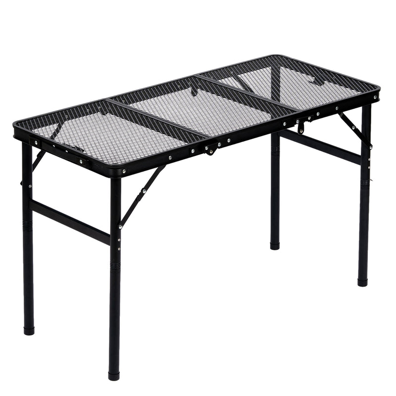 Corvids 3 Feet Foldable Camping Table with Metal Mesh Top | 2 Year Warranty | 50 KG Capacity | Portable & Height Adjustable Camping, Picnic & Utility Table for Outdoor, Balcony & Terrace (Black)-1