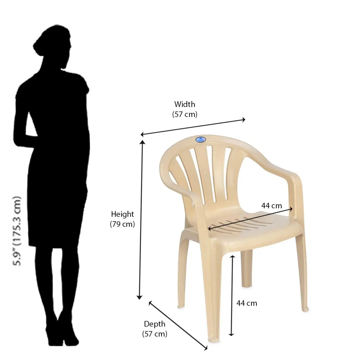 Nilkamal CHR2005 Plastic Arm Chair (Marble Beige)