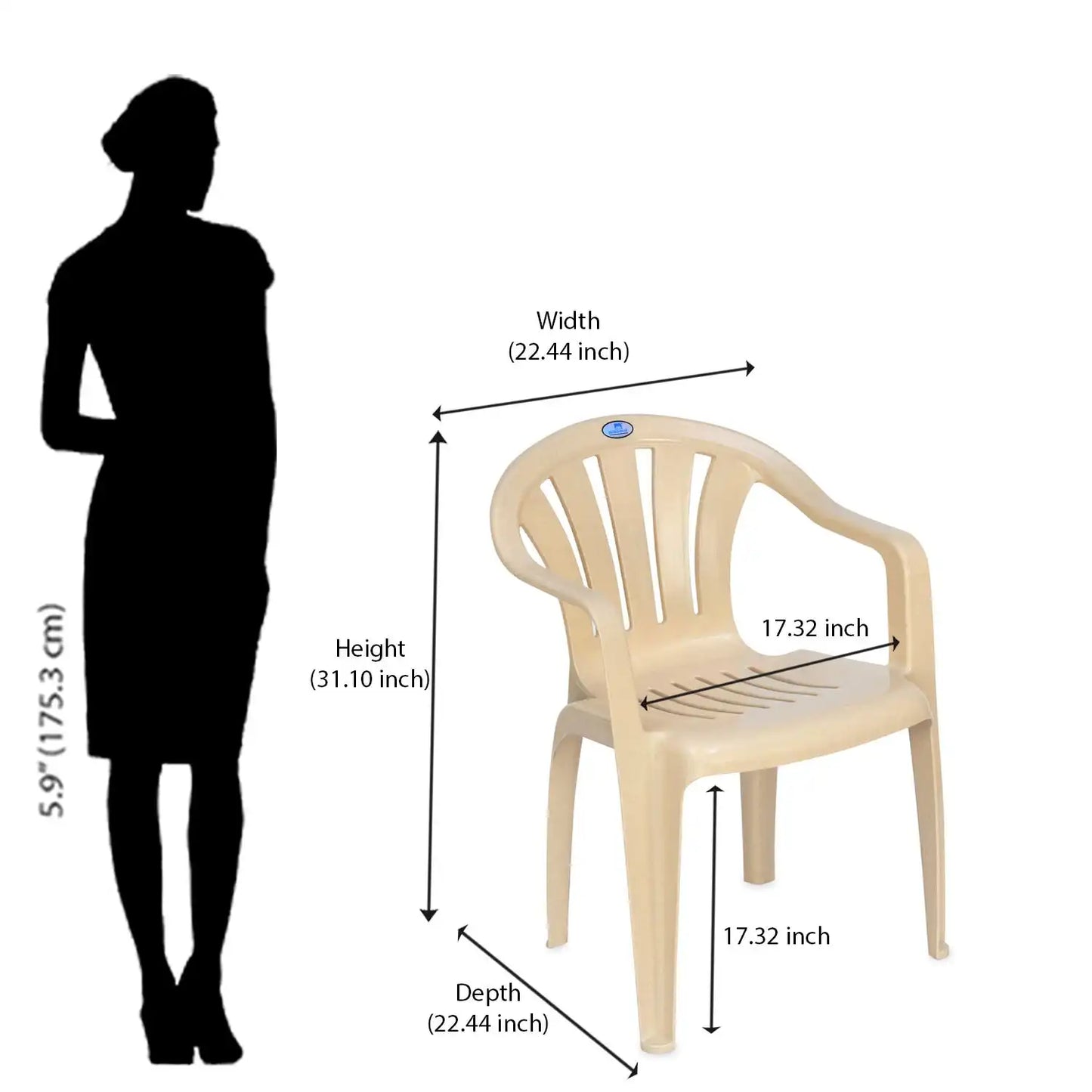 Nilkamal CHR2005 Plastic Arm Chair (Marble Beige)