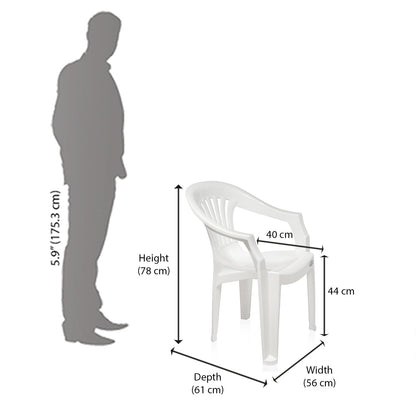 Nilkamal CHR2101 Plastic Arm Chair (Milky White)