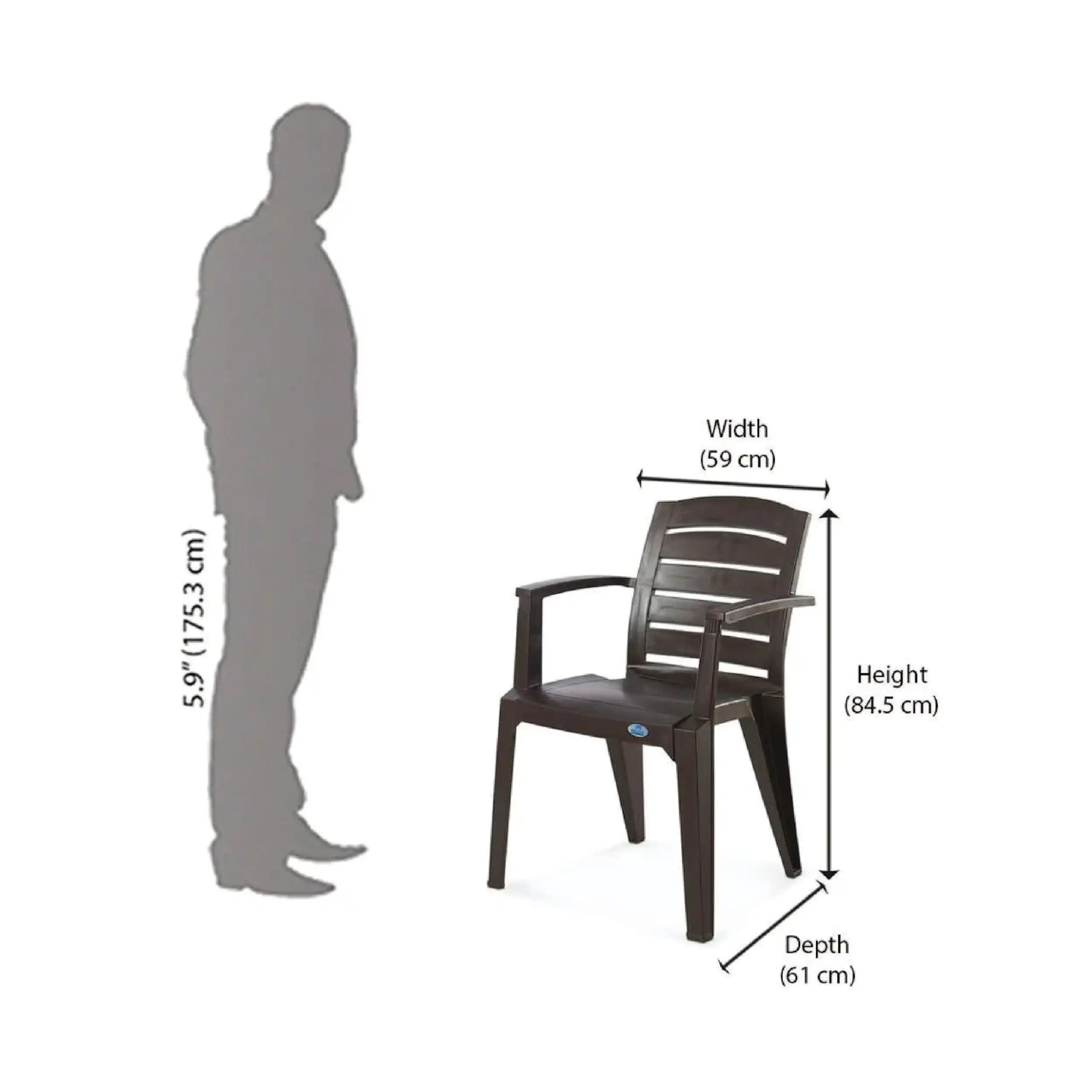 Nilkamal CHR2135 Plastic Arm Chair (Weather Brown)