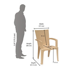 Nilkamal CHR2225 Plastic Arm Chair (Marble Beige)