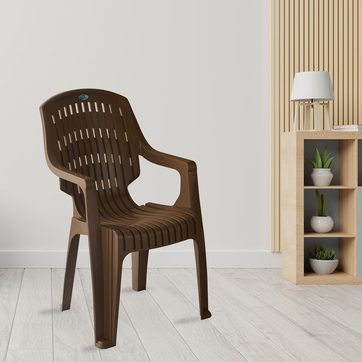 Nilkamal CHR2230 Plastic Arm Chair (Rattan Dark Beige)