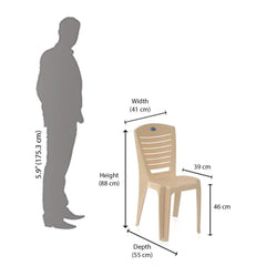Nilkamal CHR4025 Plastic Armless Chair (Marble Beige)