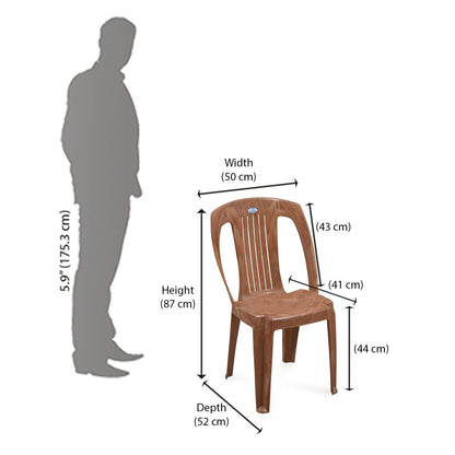 Nilkamal CHR4032 Plastic Armless Chair (Pear Wood)
