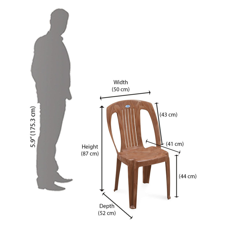Nilkamal CHR4032 Plastic Armless Chair (Pear Wood)