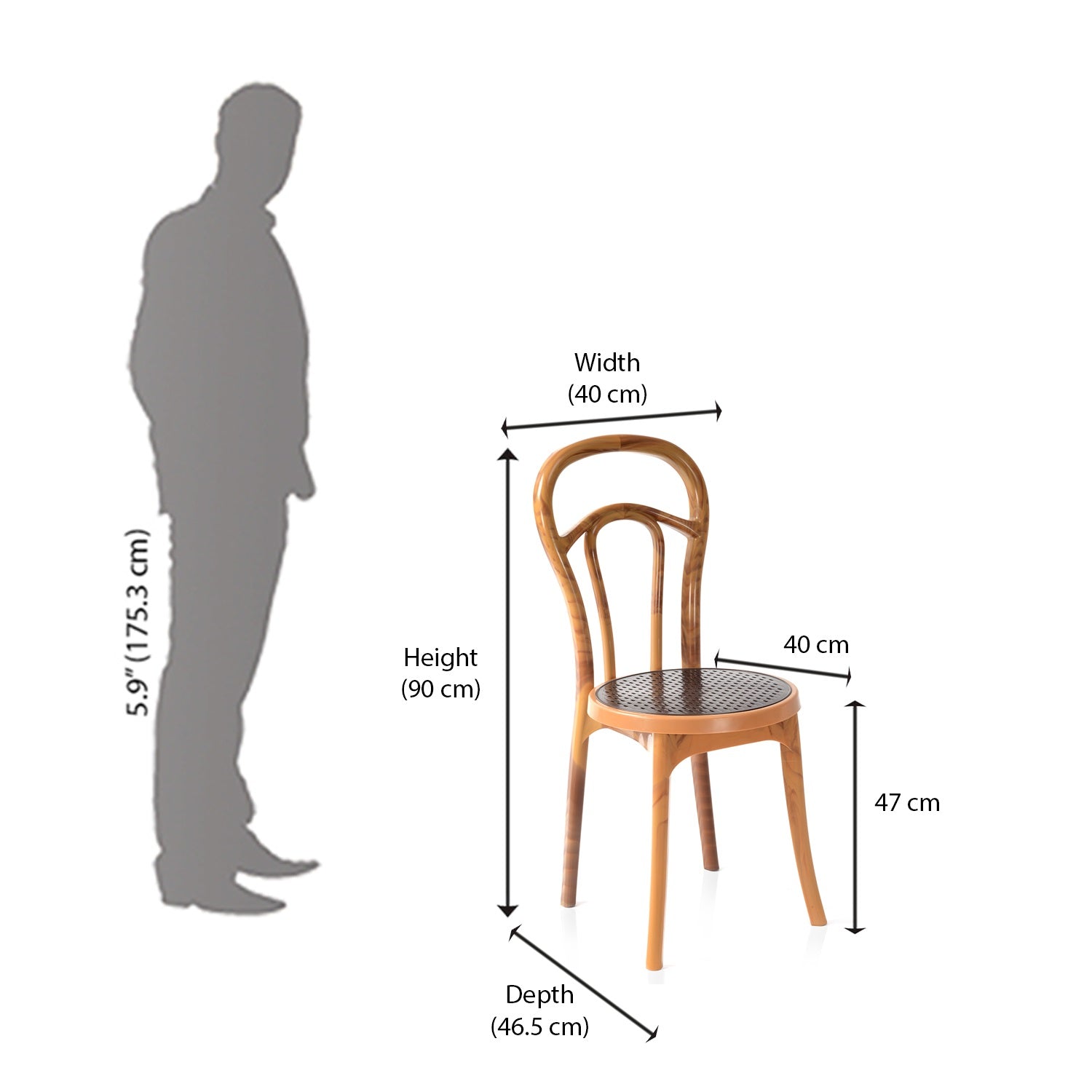 Nilkamal CHR4040 Plastic Armless Chair (Weather Brown)