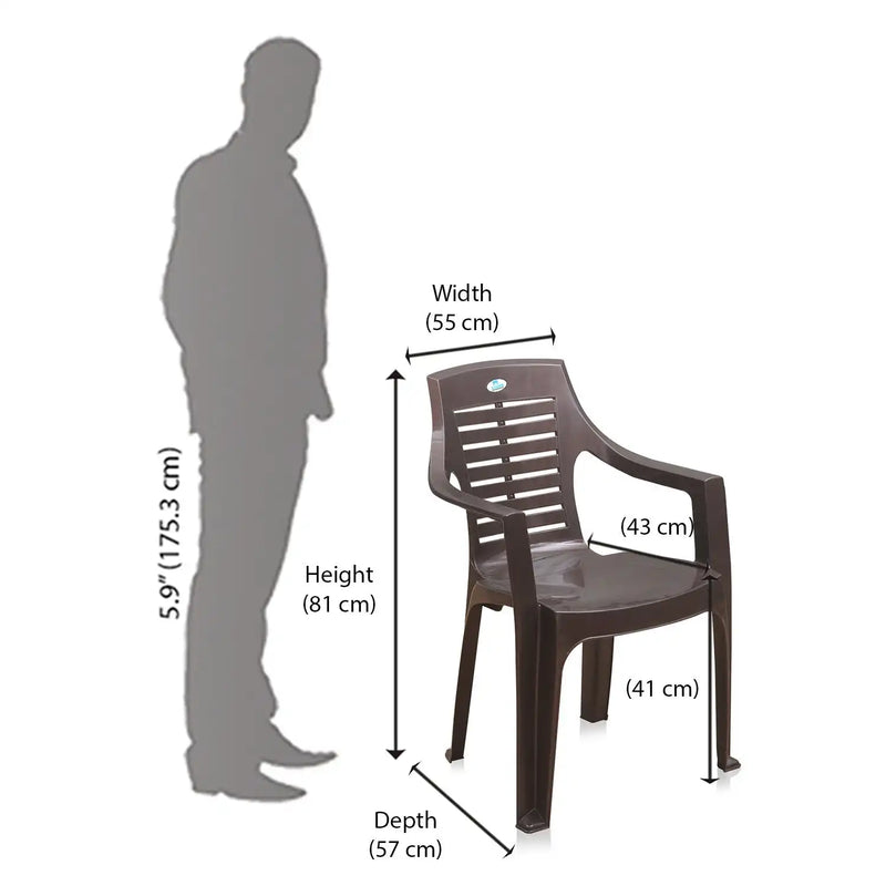 Nilkamal CHR6020 Plastic Arm Chair (Weather Brown)